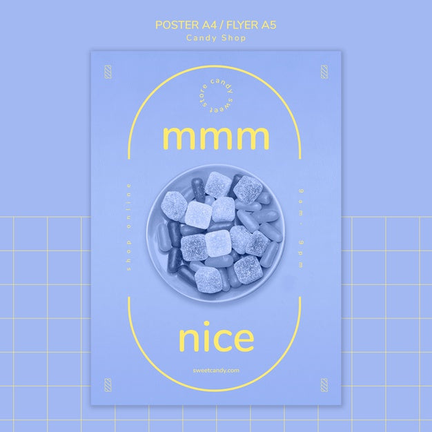 Candy Shop Design For Poster Template Psd