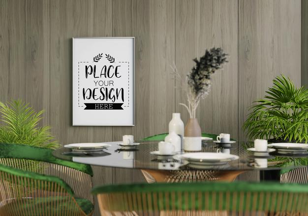 Canvas Mockup, Wall Art In Dining Room Psd