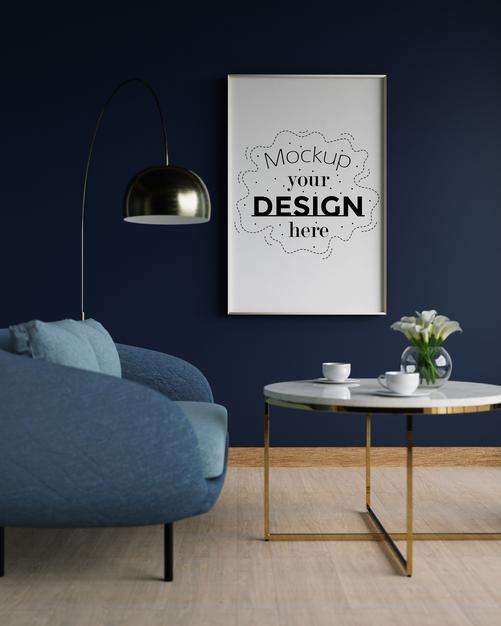 Canvas Mockup, Wall Art In Living Room Psd