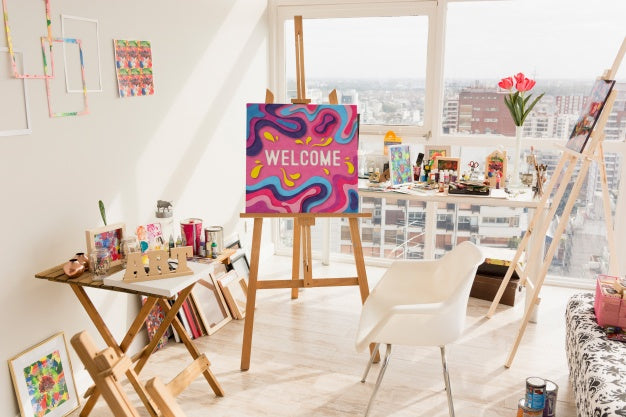 Canvas Mockup With Art Concept Psd