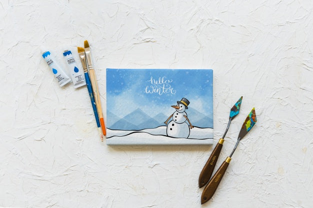 Canvas Mockup With Paint Materials Psd