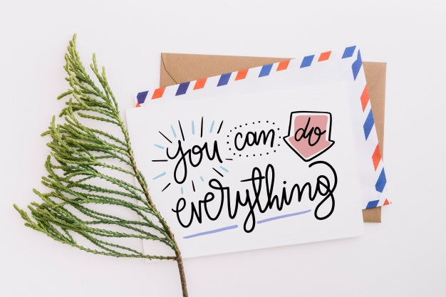 Card And Envelope Mockup With Nature Concept Psd