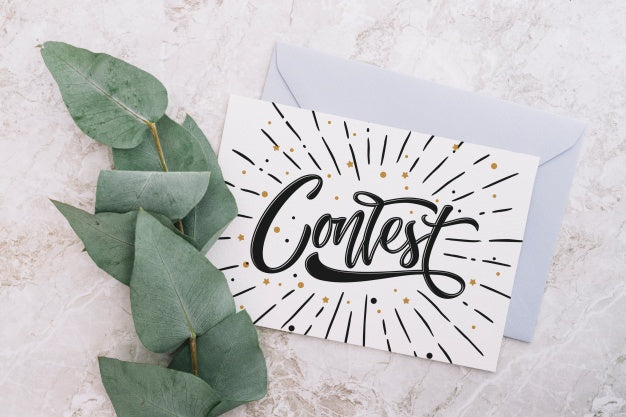 Card And Envelope Mockup With Nature Concept Psd