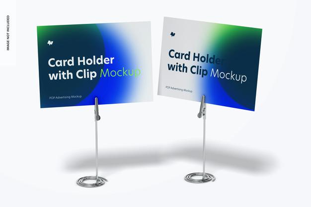 Card Holders With Alligator Clip Mockup Psd