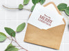 Card In An Envelope Mockup With Leaves In The Background