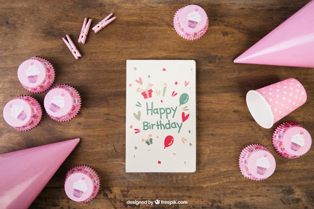 Card Mockup With Birthday Design Psd