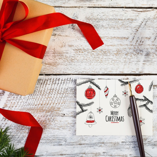 Card Mockup With Christmas Concept Psd