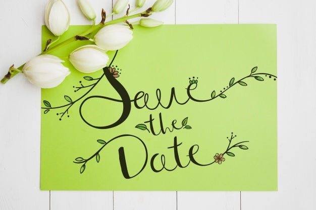 Card Mockup With Floral Background Psd