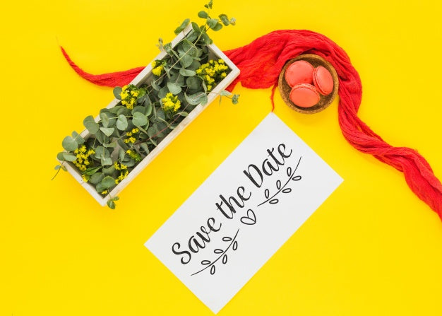 Card Mockup With Floral Decoration For Wedding Or Quote Psd