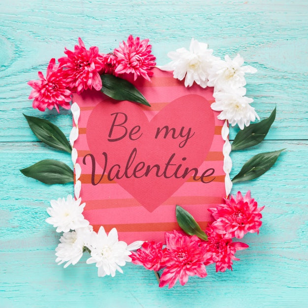 Card Mockup With Floral Valentines Day Concept Psd