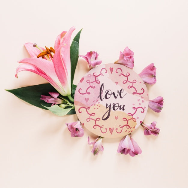Card Mockup With Floral Valentines Day Concept Psd