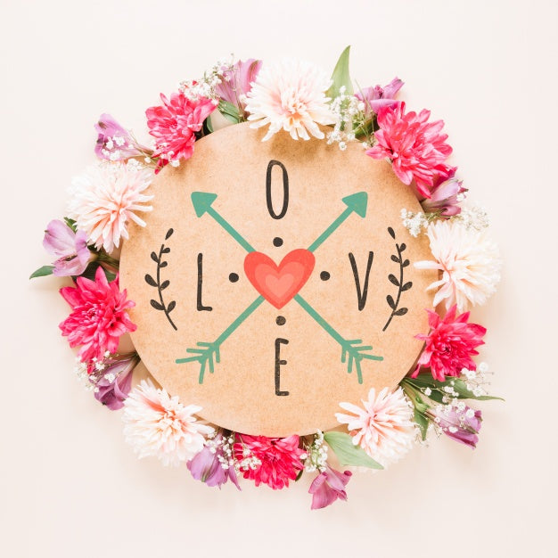 Card Mockup With Floral Valentines Day Concept Psd