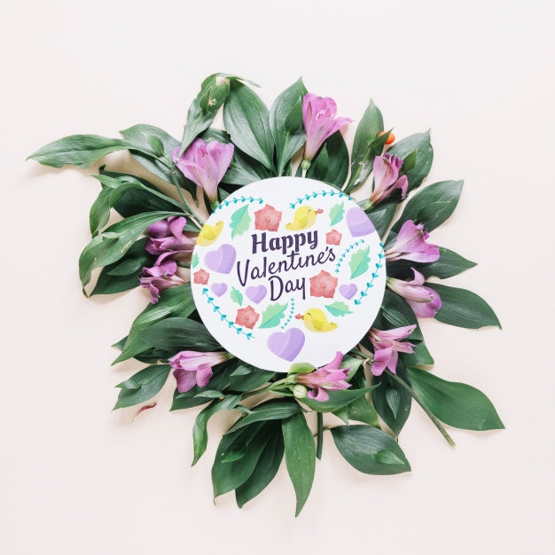 Card Mockup With Floral Valentines Day Concept Psd