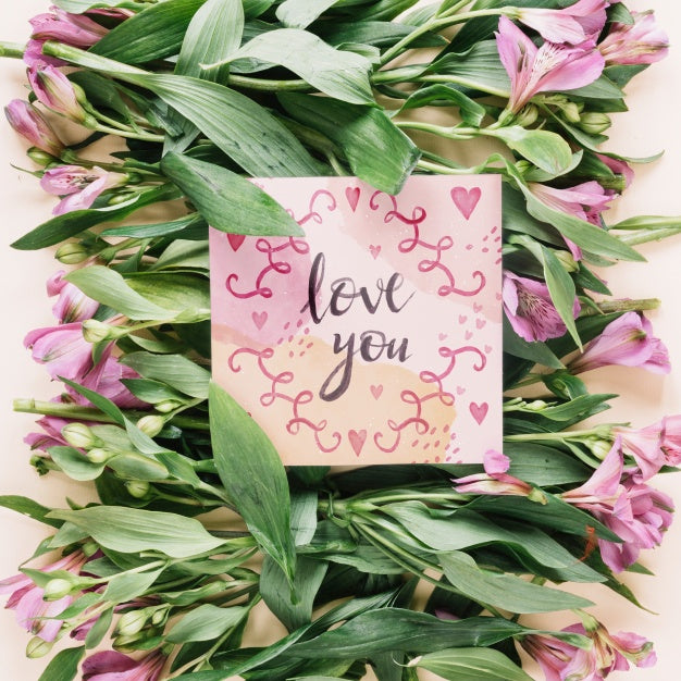 Card Mockup With Floral Valentines Day Concept Psd