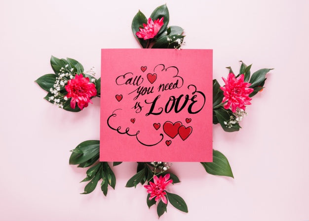 Card Mockup With Floral Valentines Day Concept Psd