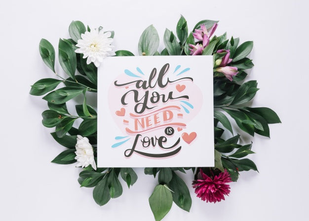 Card Mockup With Floral Valentines Day Concept Psd