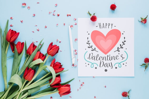 Card Mockup With Floral Valentines Day Concept Psd