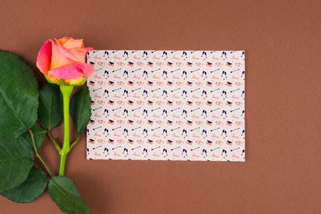 Card Mockup With Rose Psd