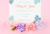 Card Mockup With Roses For Wedding Psd