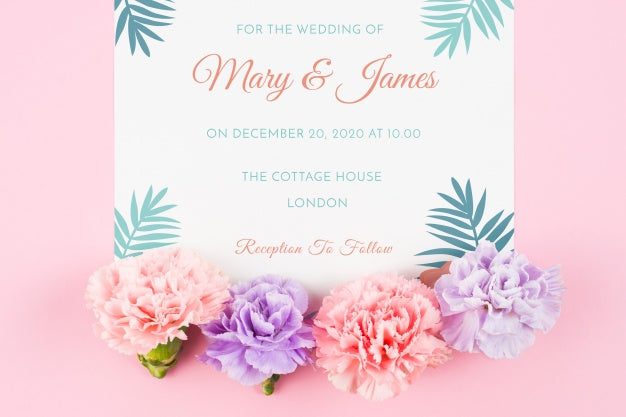 Card Mockup With Roses For Wedding Psd