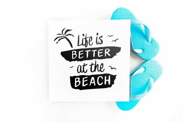 Card Mockup With Tropical Summer Concept With Flip Flops Psd