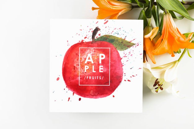 Card Mockup With Tropical Summer Concept With Flowers Psd