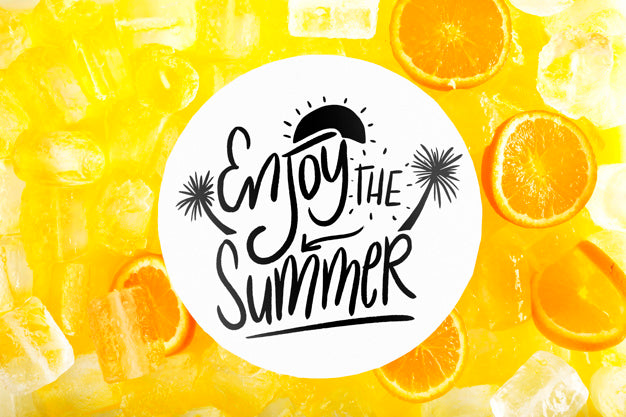 Card Mockup With Tropical Summer Concept With Fruits Psd