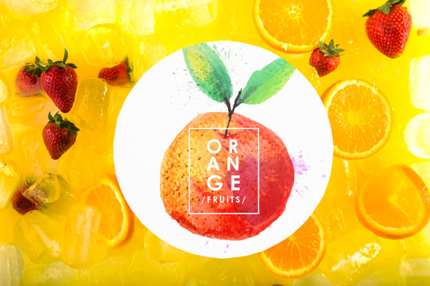 Card Mockup With Tropical Summer Concept With Fruits Psd