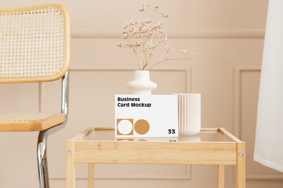 Card On Table Mockup
