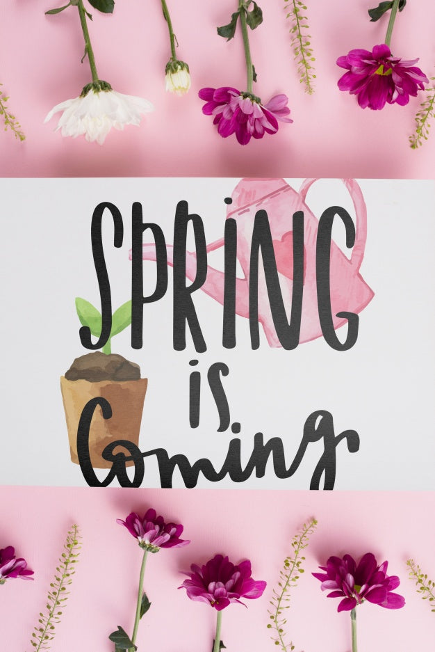 Card Template For Spring With Flowers Psd