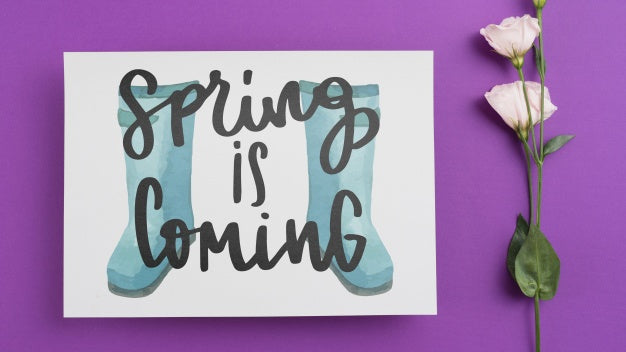 Card Template For Spring With Flowers Psd