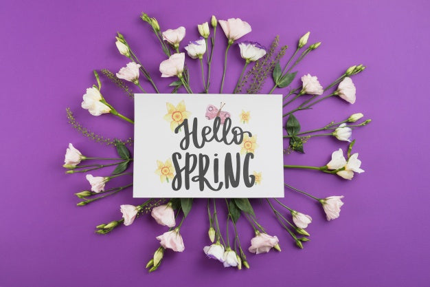 Card Template For Spring With Flowers Psd
