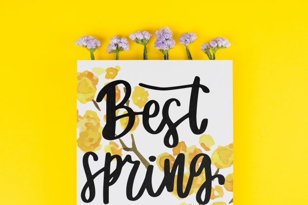 Card Template For Spring With Flowers Psd
