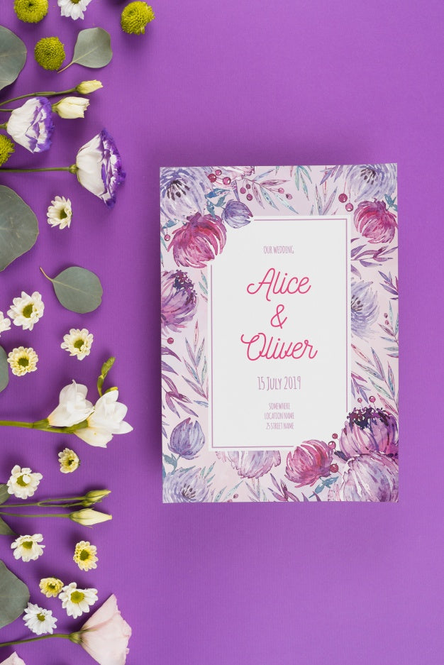 Card Template For Spring With Flowers Psd