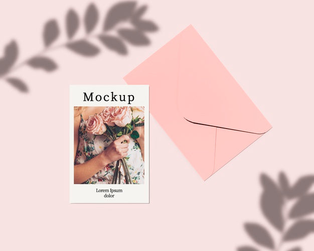 Card With Envelope And Leaves Shadow Psd