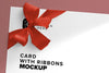 Card With Ribbons Mockup Psd