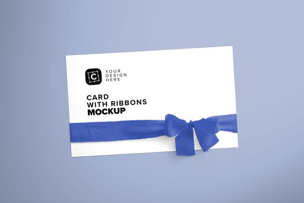 Card With Ribbons Mockup Psd