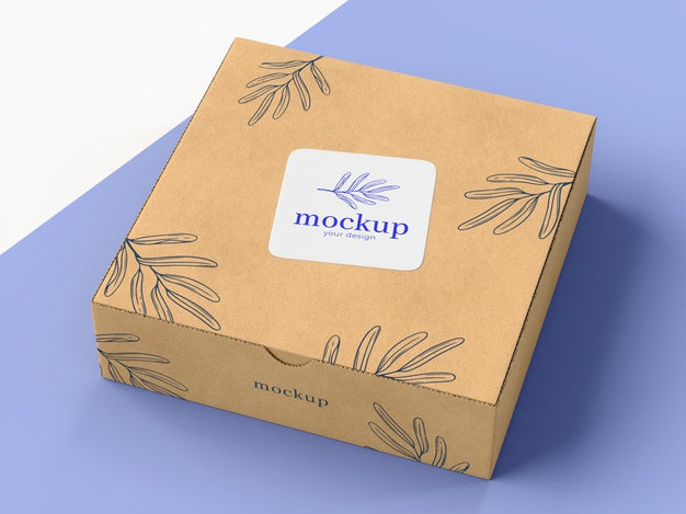 Cardboard Box With Sticker Mock Up Psd
