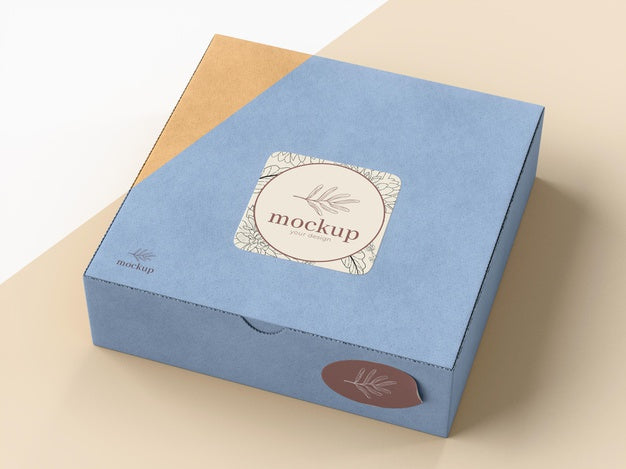 Cardboard Box With Sticker Mock Up Psd