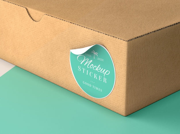 Cardboard Box With Sticker Mock Up Psd