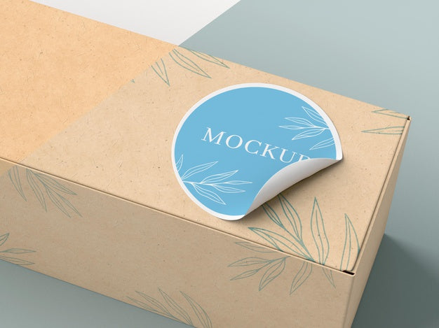Cardboard Box With Sticker Mock Up Psd