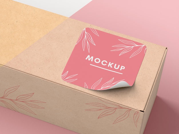 Cardboard Box With Sticker Mock Up Psd