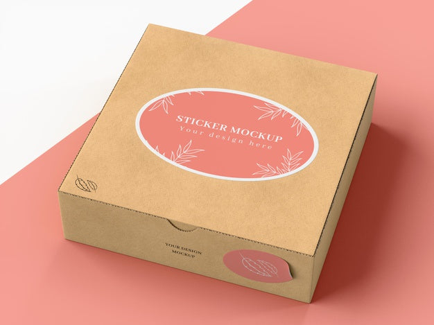 Cardboard Box With Sticker Mock Up Psd