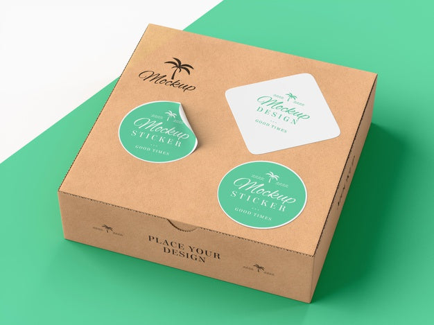 Cardboard Box With Sticker Mock Up Psd