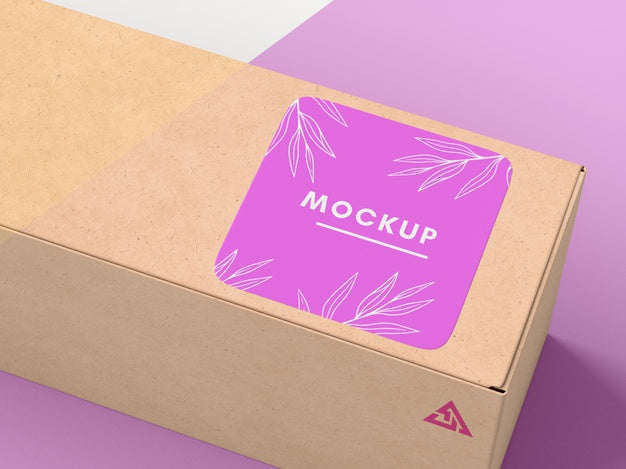 Cardboard Box With Sticker Mock Up Psd