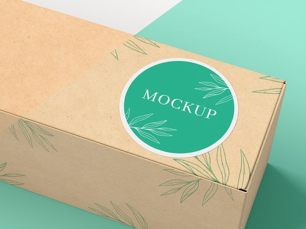 Cardboard Box With Sticker Mock Up Psd