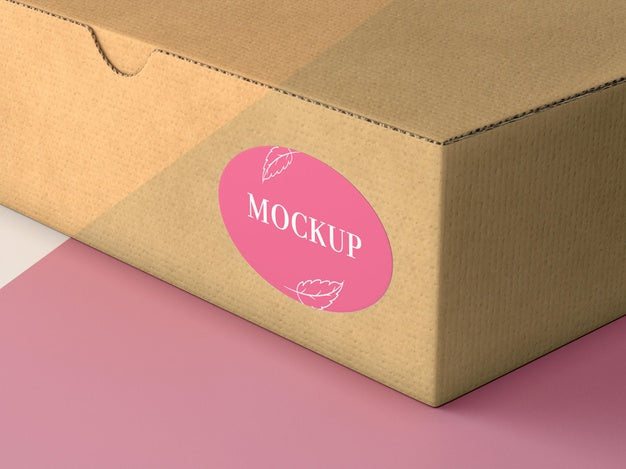 Cardboard Box With Sticker Mock Up Psd - Mockup Hunt