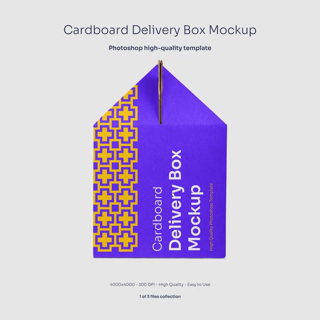 Cardboard Food Delivery Box Mockup Psd