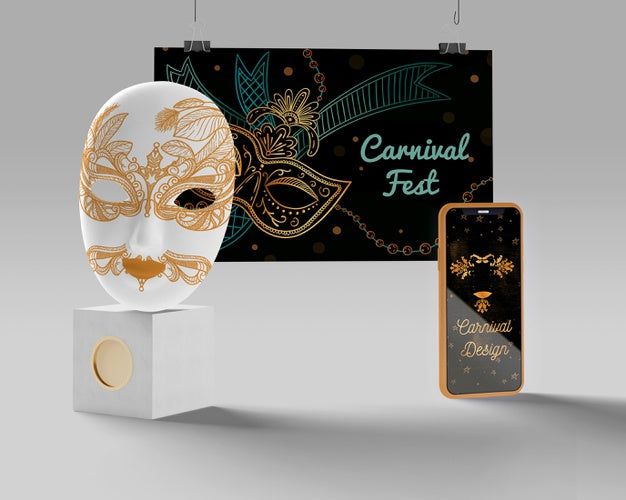 Carnival Fest Mask And Mobile Psd