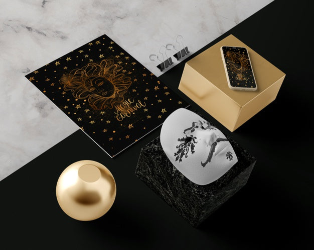 Carnival Mask And Decorations On Table Psd